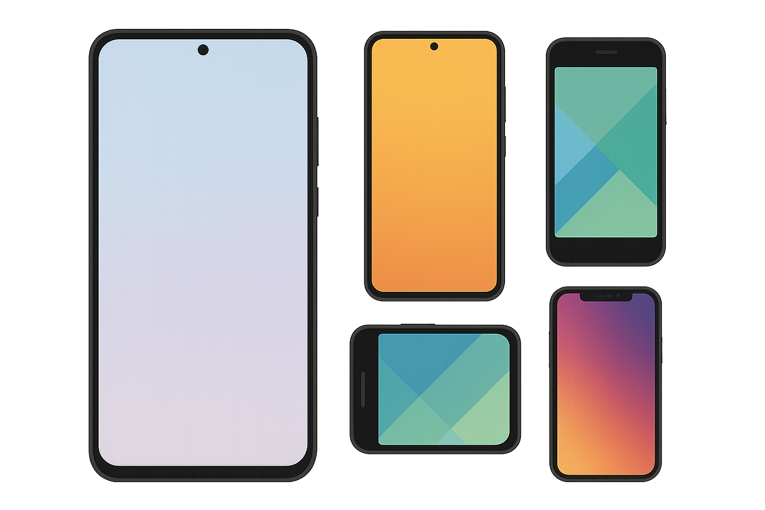 Different phone types showing various meme wallpaper styles