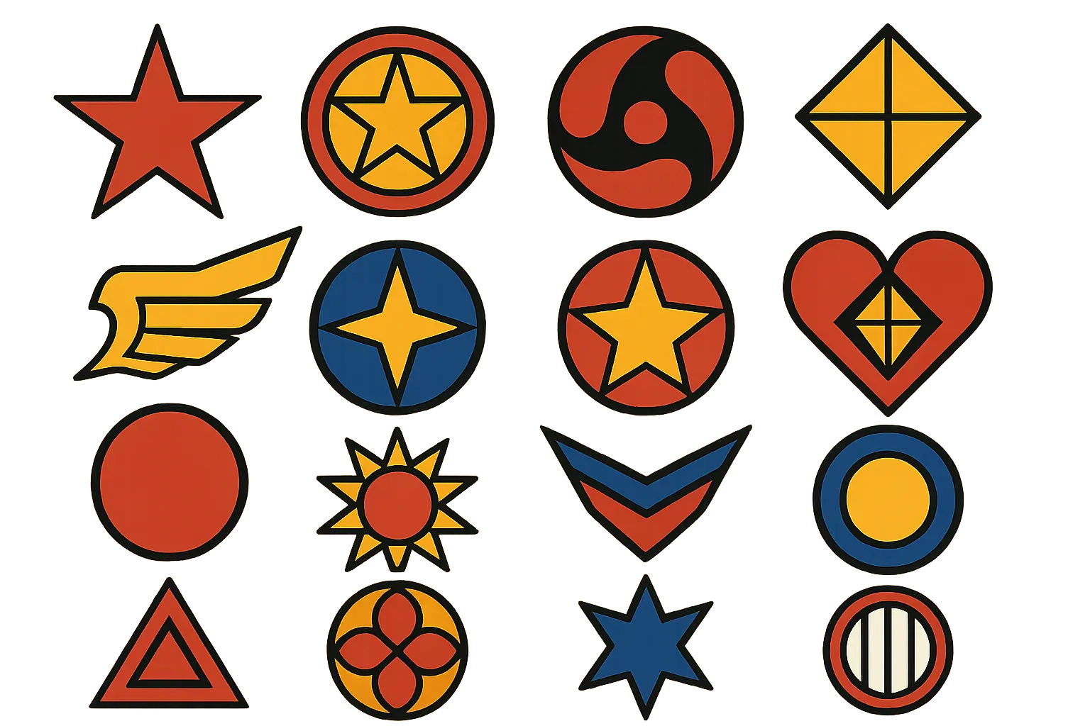Collection of anime series symbols including guild marks and transmutation circles