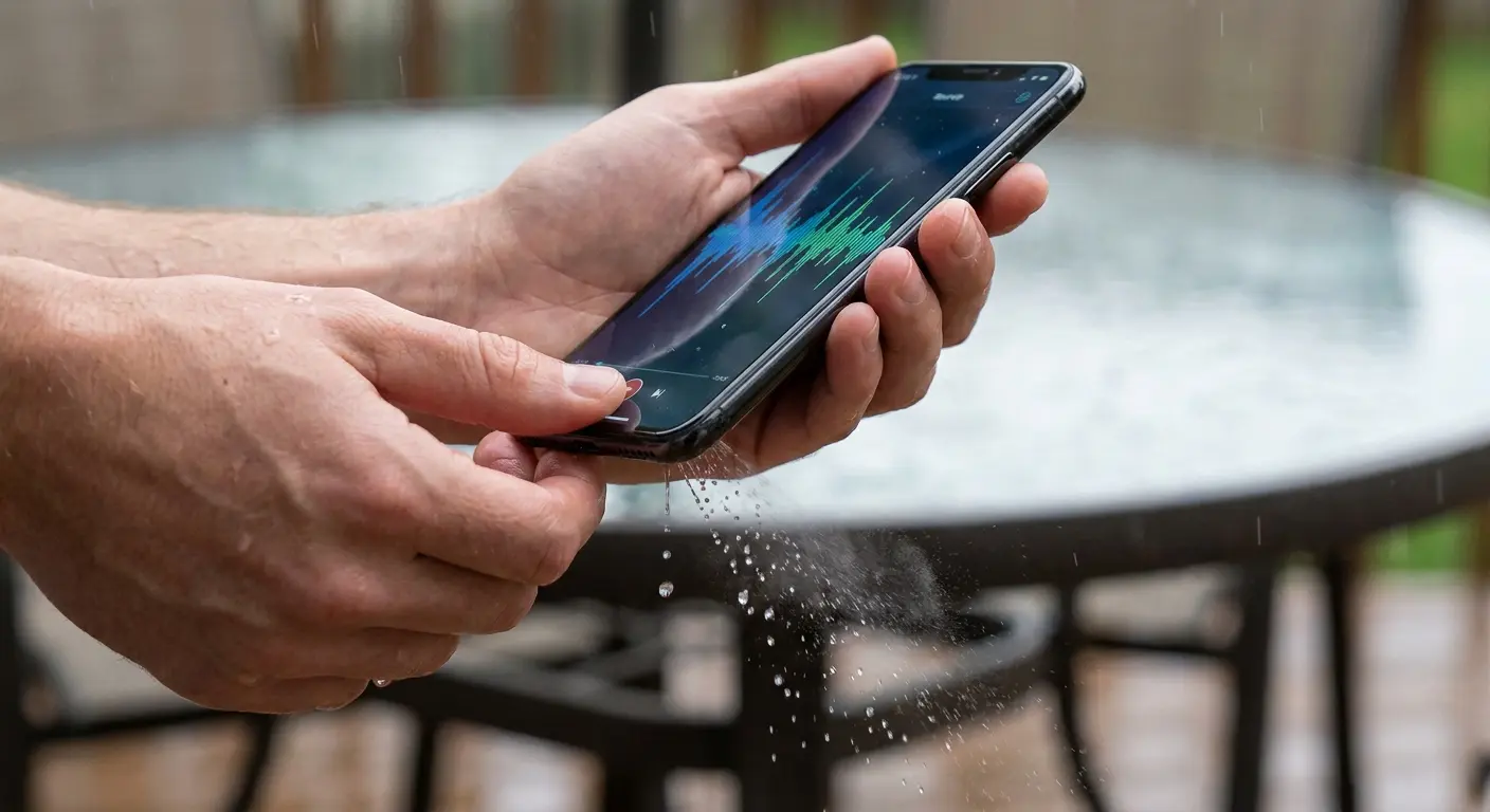 Phone positioned for water ejection frequency