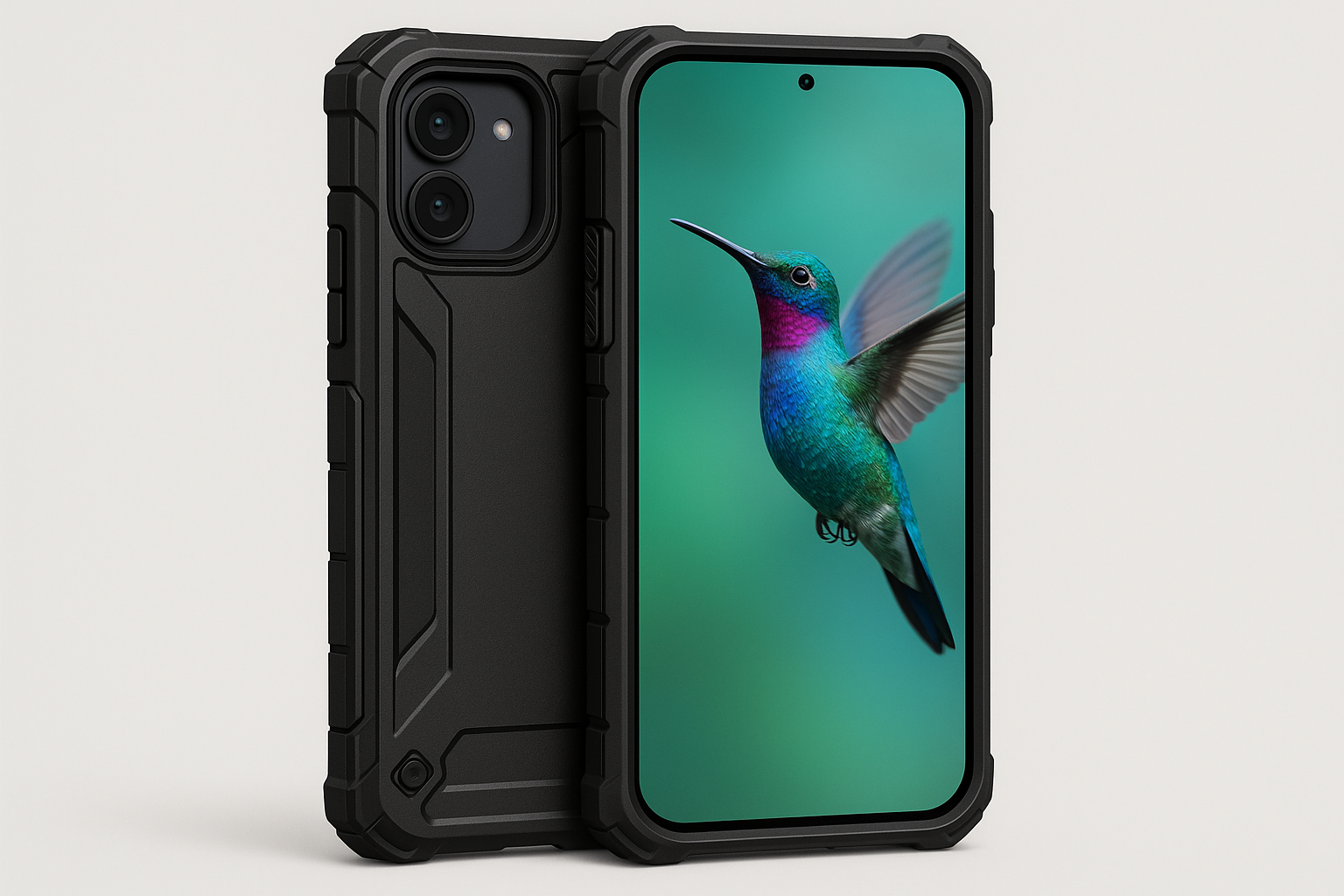 Rokform phone case protecting device with hummingbird wallpaper