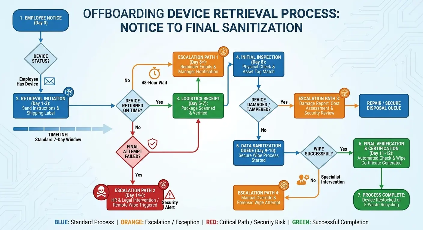 Device retrieval process workflow