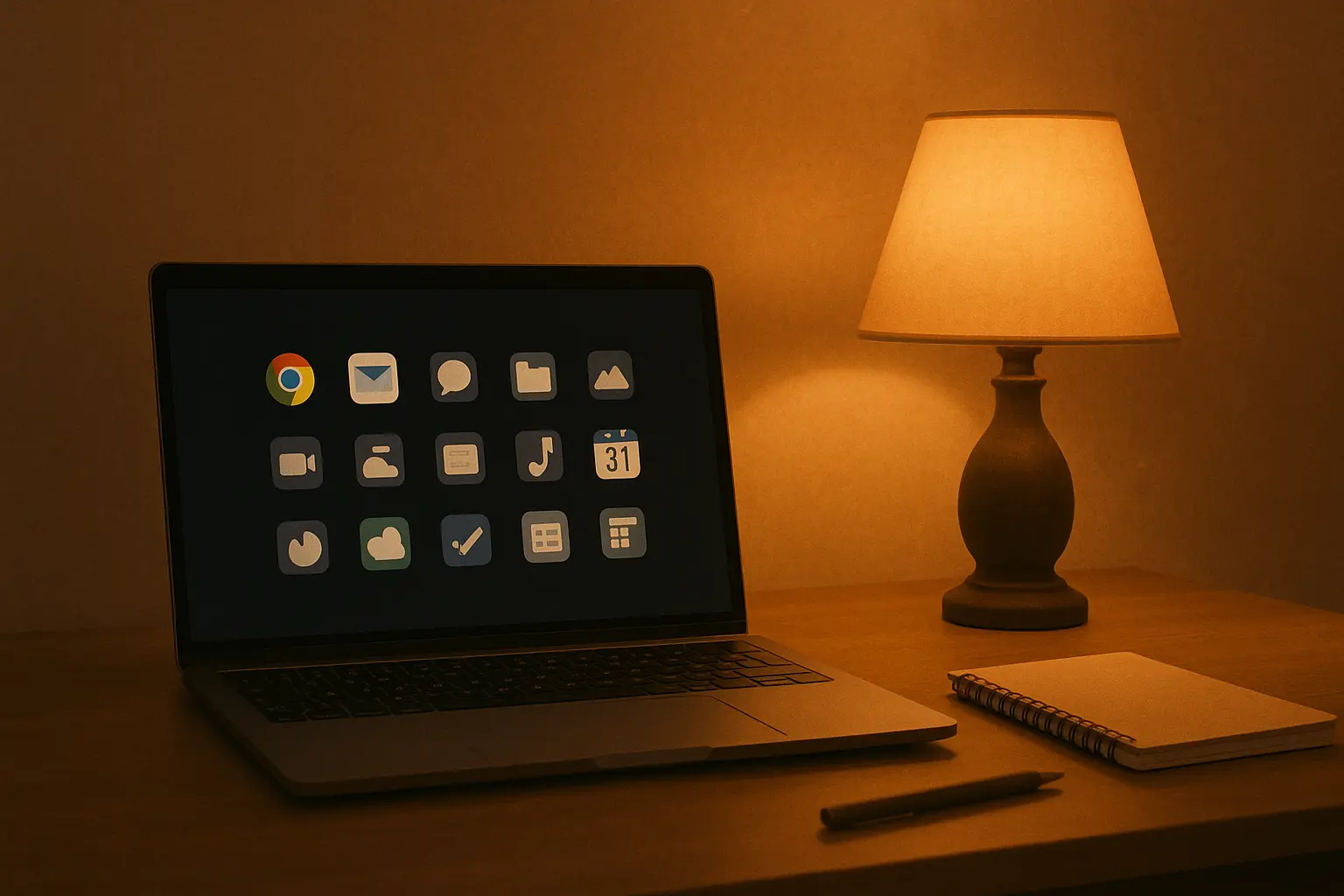 Person using computer to write eulogy with family photos nearby