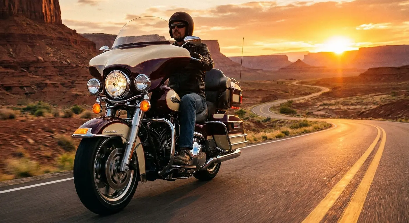 Harley Davidson touring bikes lined up