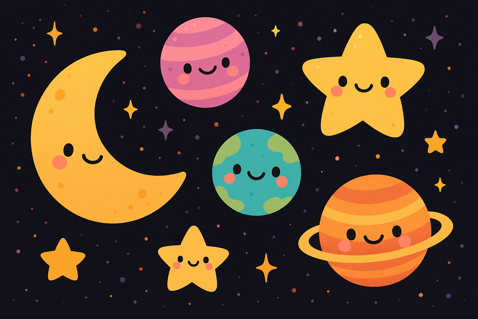 Celestial and space kawaii wallpaper collection