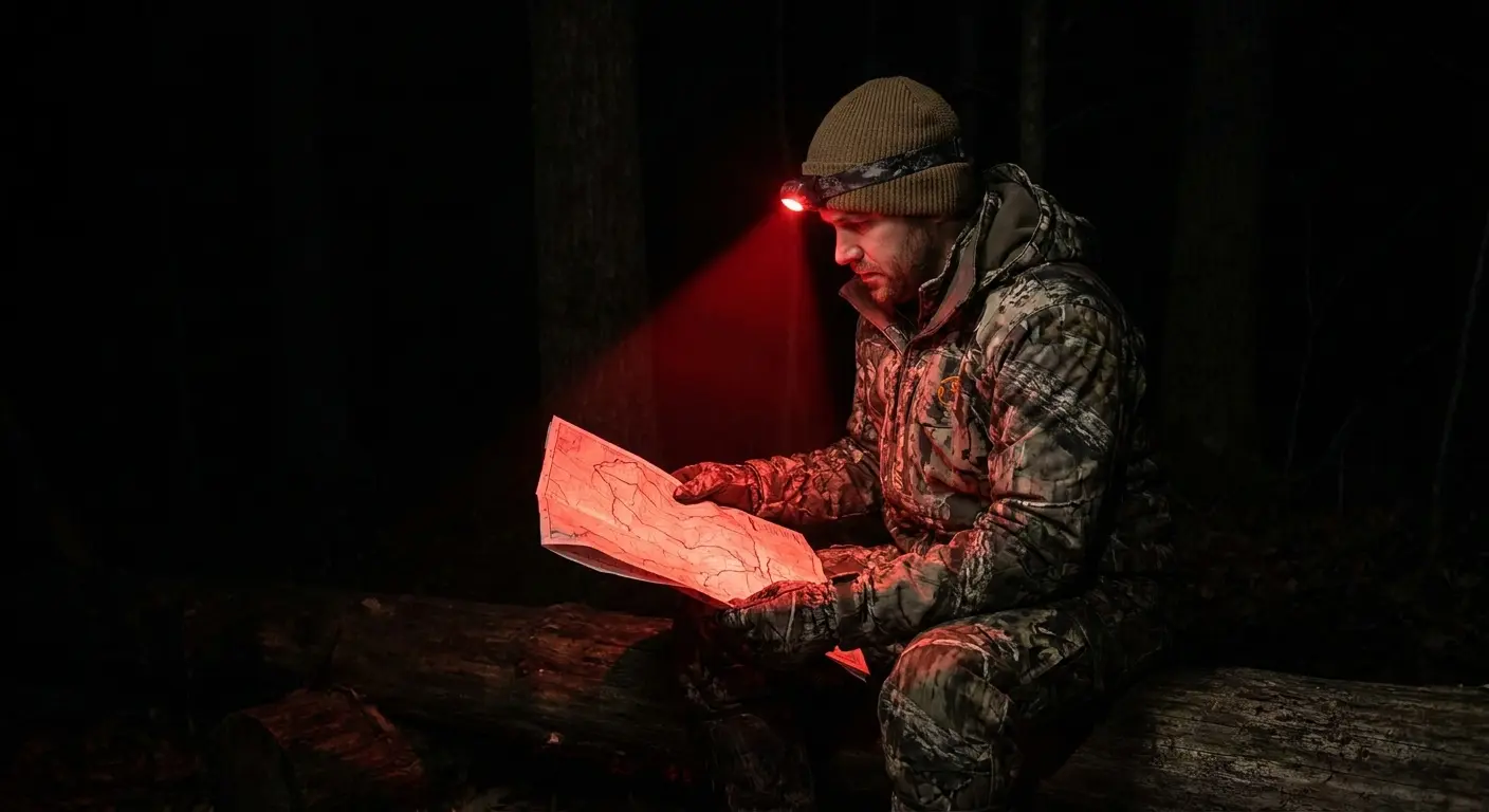 Headlamp with red light mode