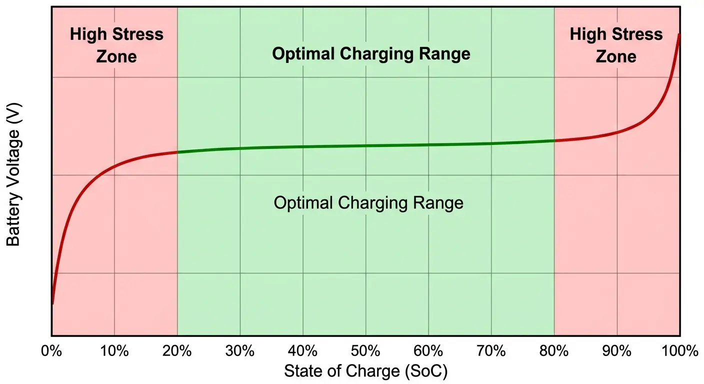Battery charging voltage stress curve