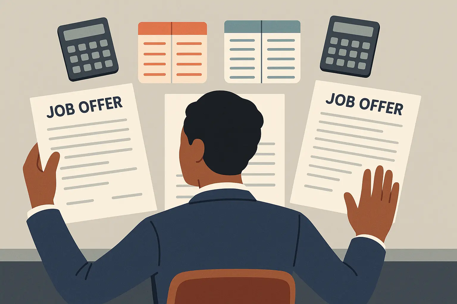 Professional reviewing job offer compensation package details