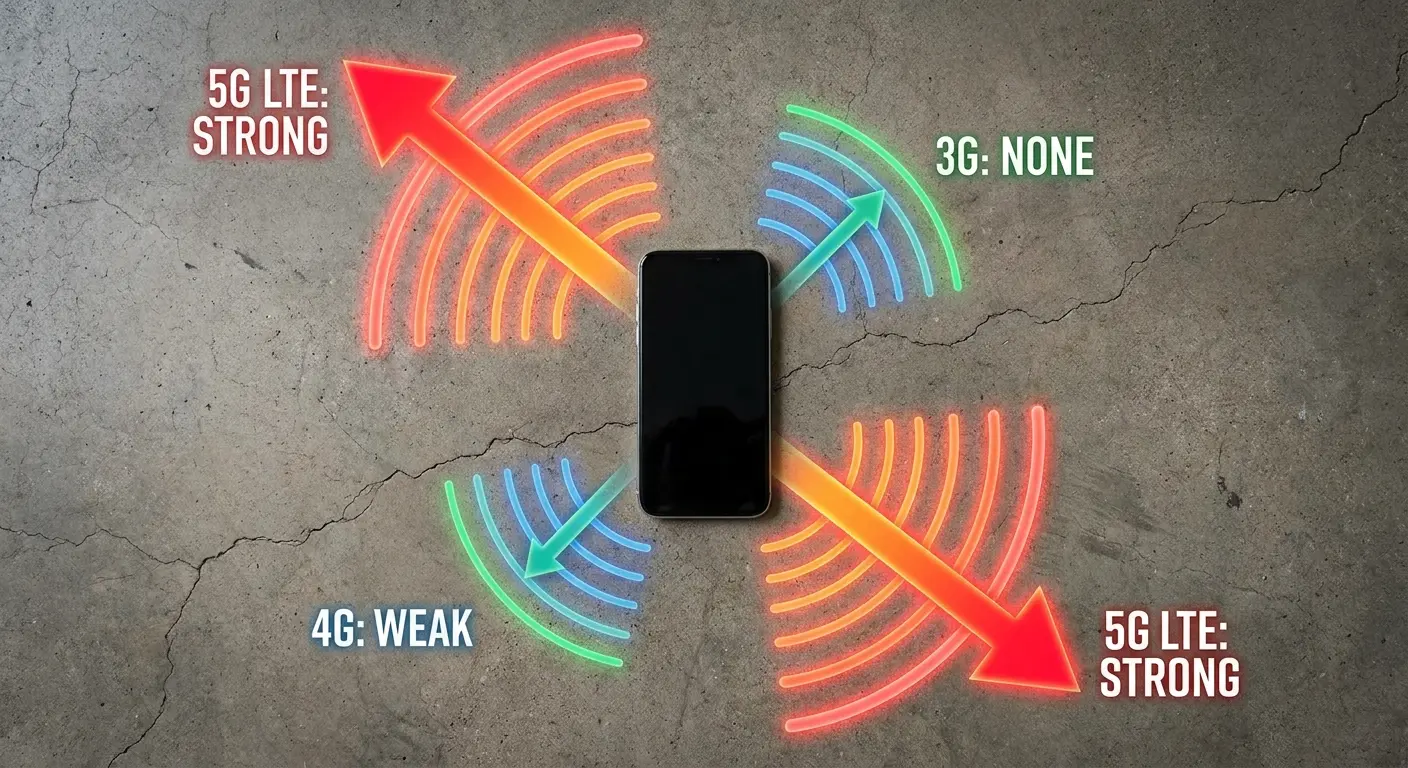 Phone orientation affecting signal broadcast direction