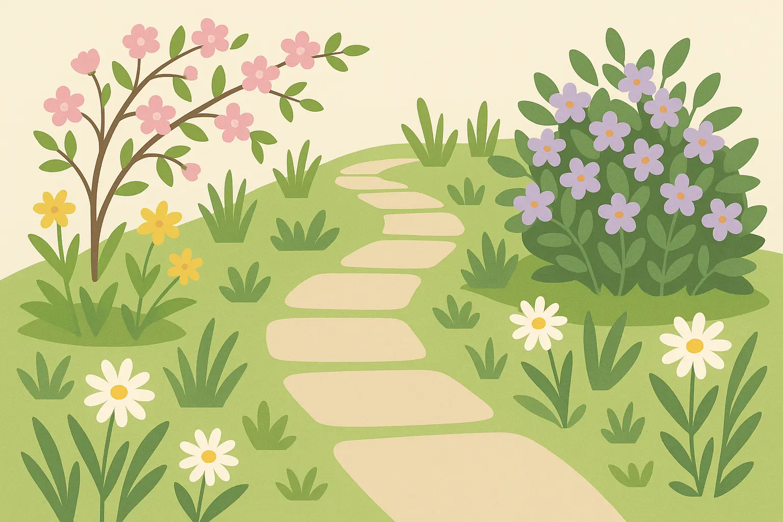 Garden pathway spring wallpaper