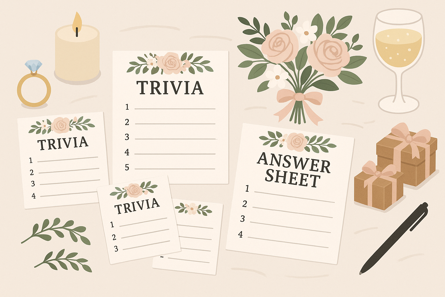 Trivia game setup with question cards