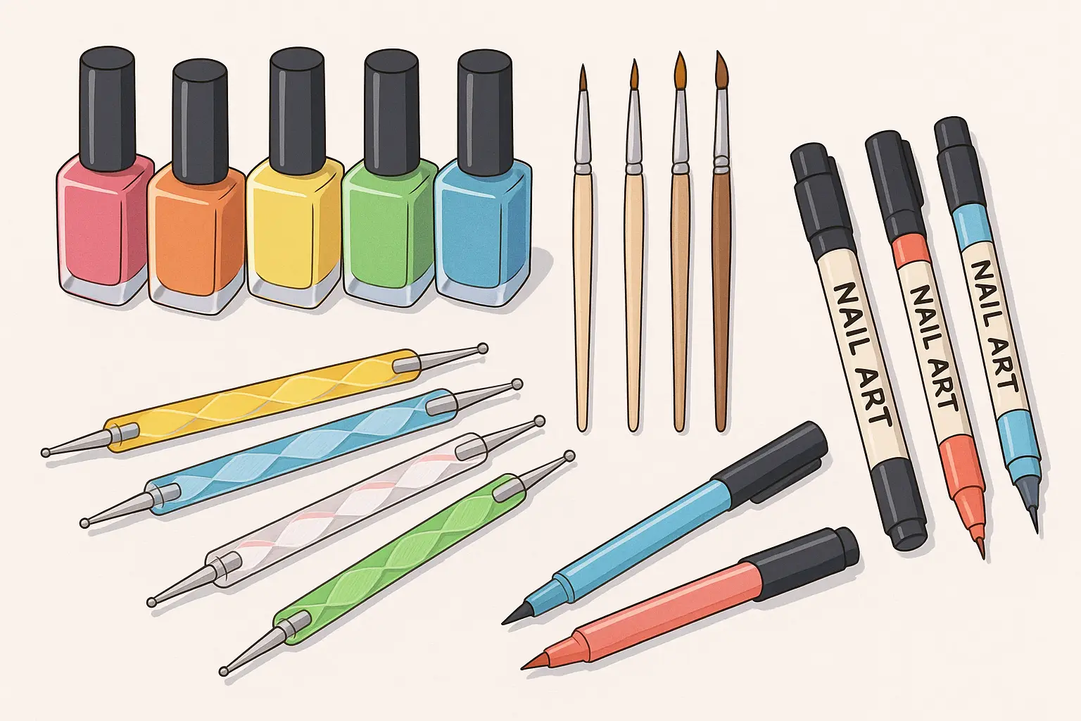 Nail length comparison showing different anime nail design possibilities