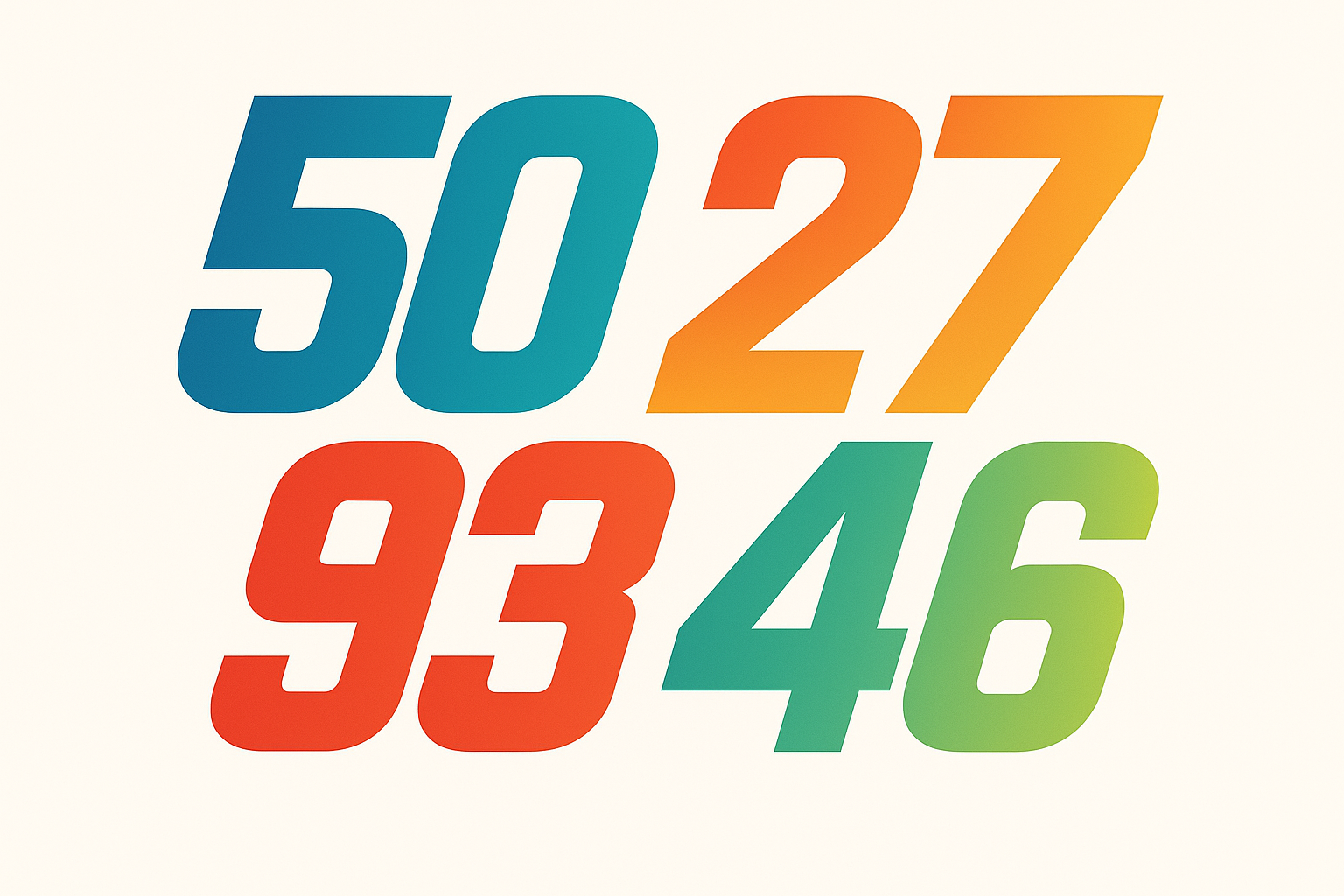 Stylized F1 racing numbers in artistic typography design