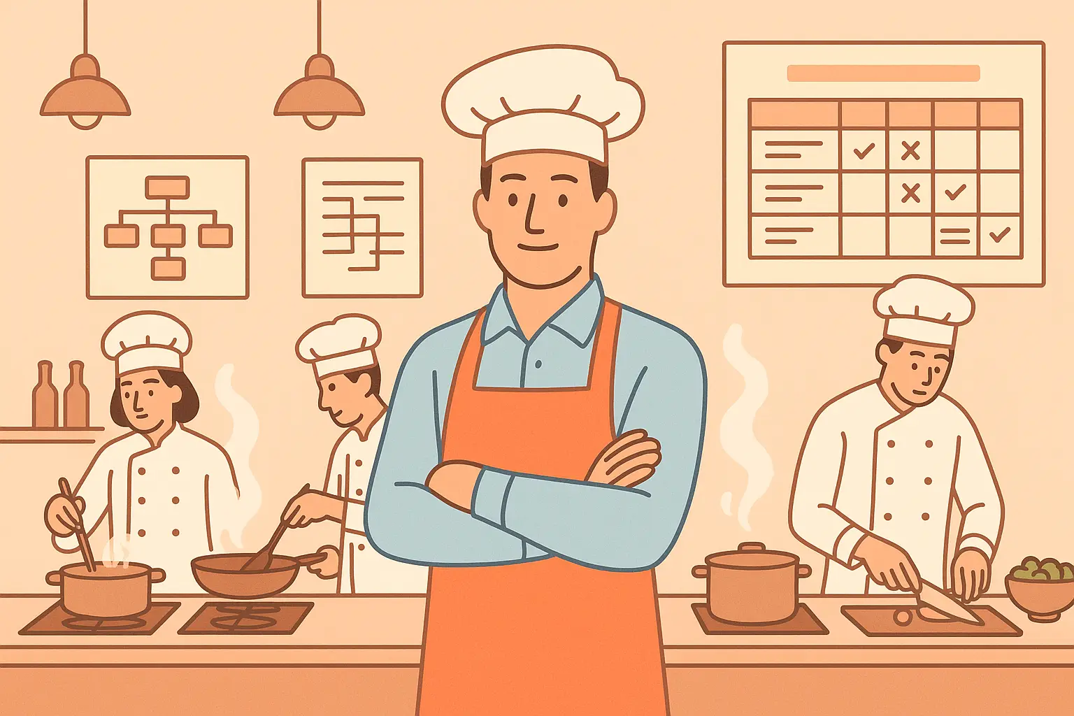 Kitchen manager overseeing restaurant operations