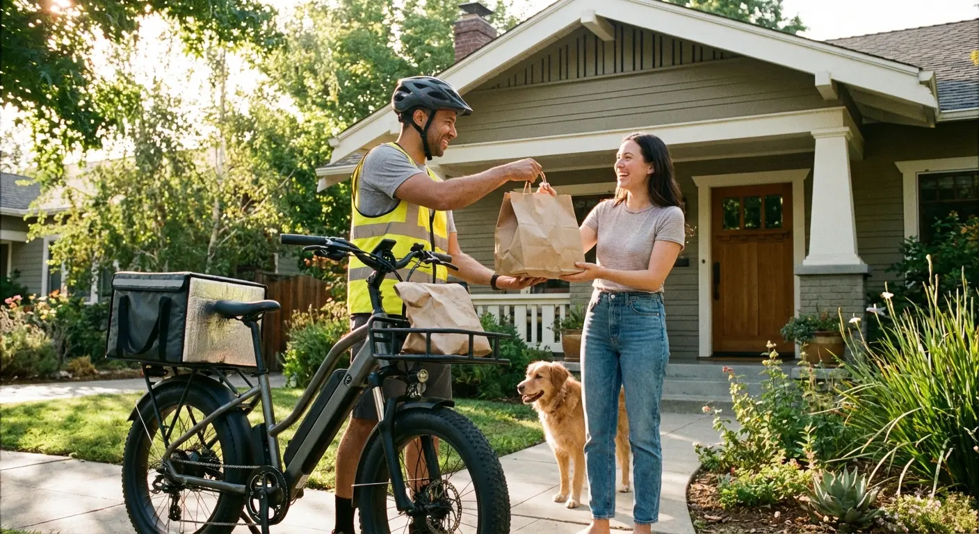 Smartphone showing a map interface of a popular general food delivery app
