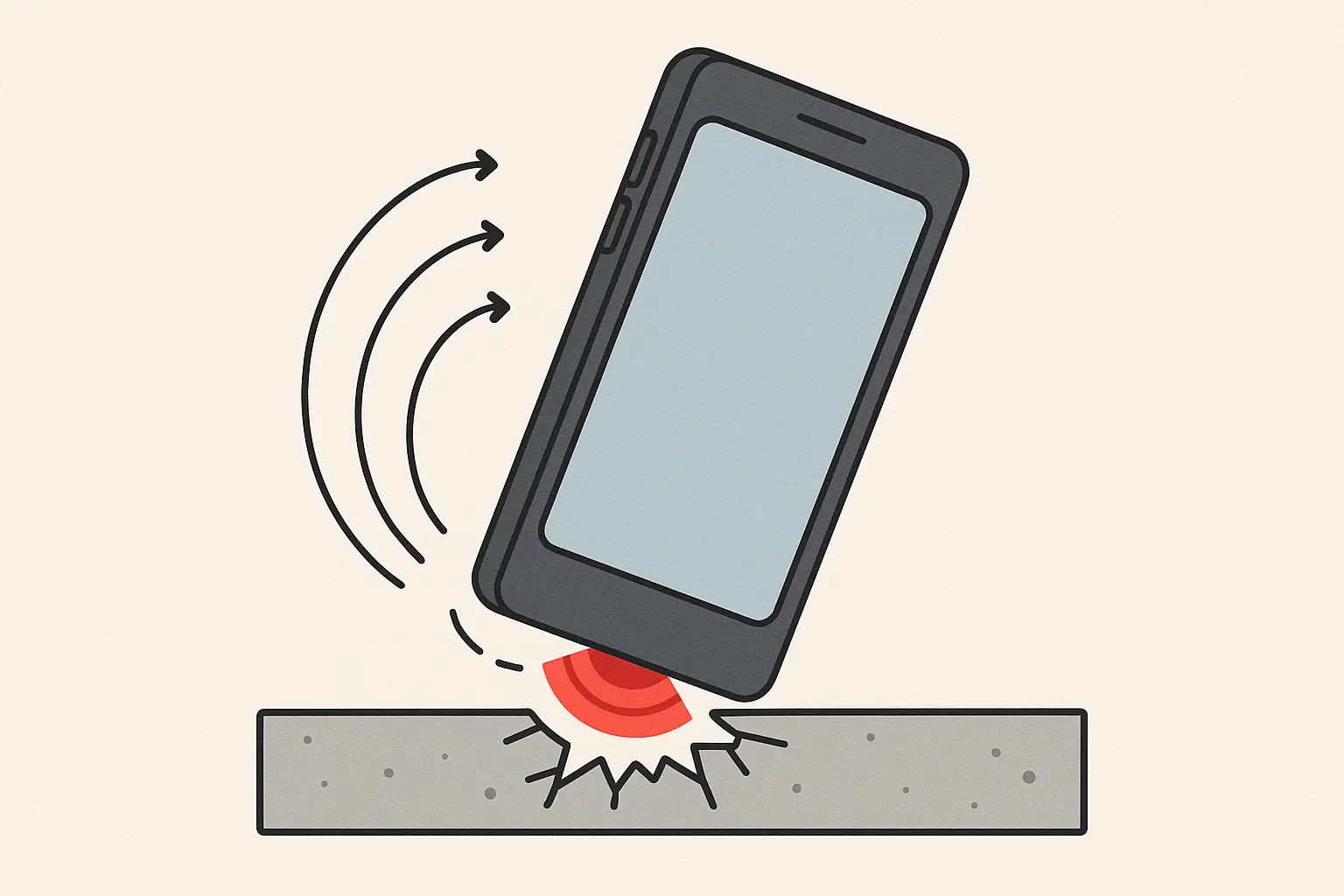 Phone screen impact damage demonstration