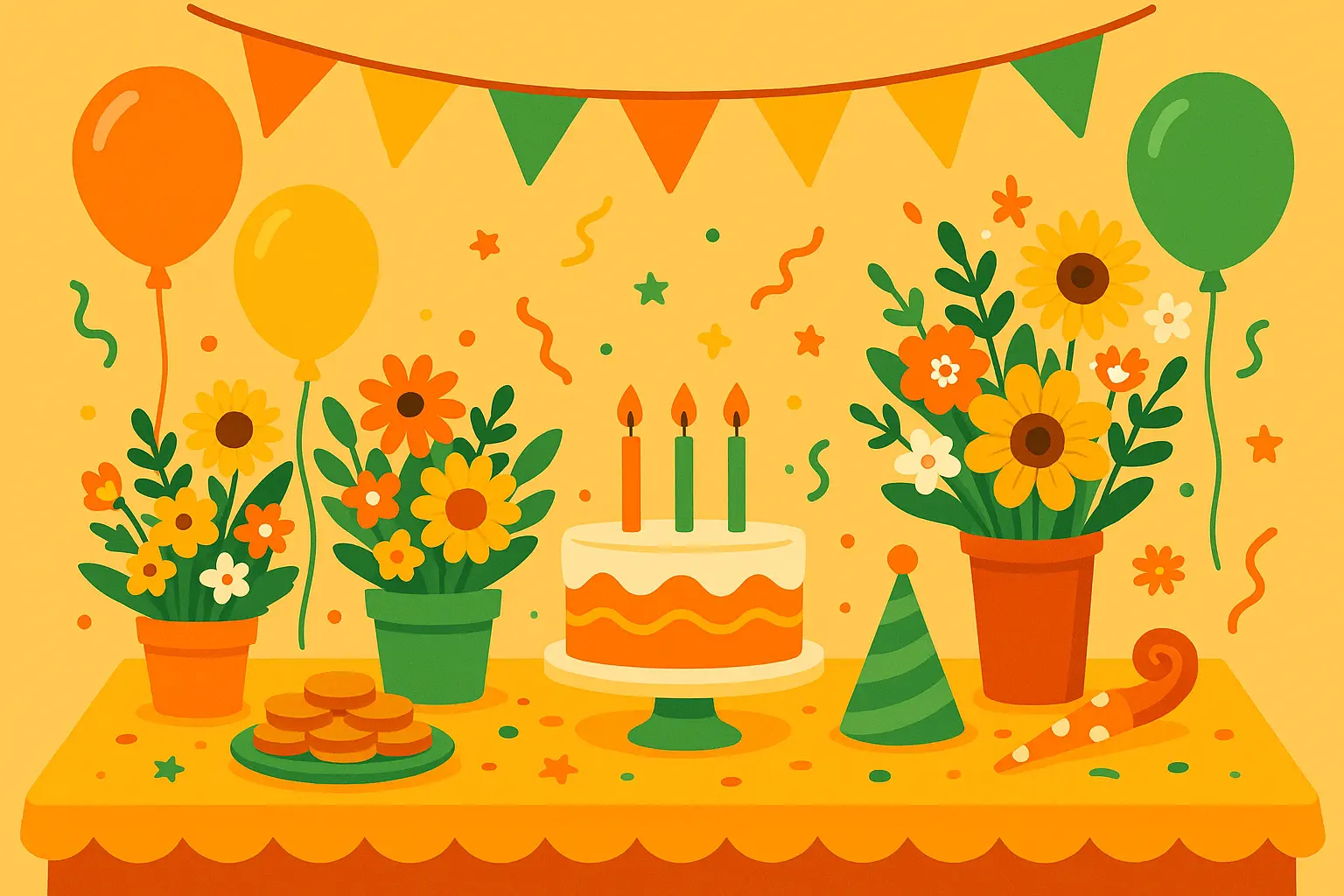 Festive celebration of life decorations with bright colors