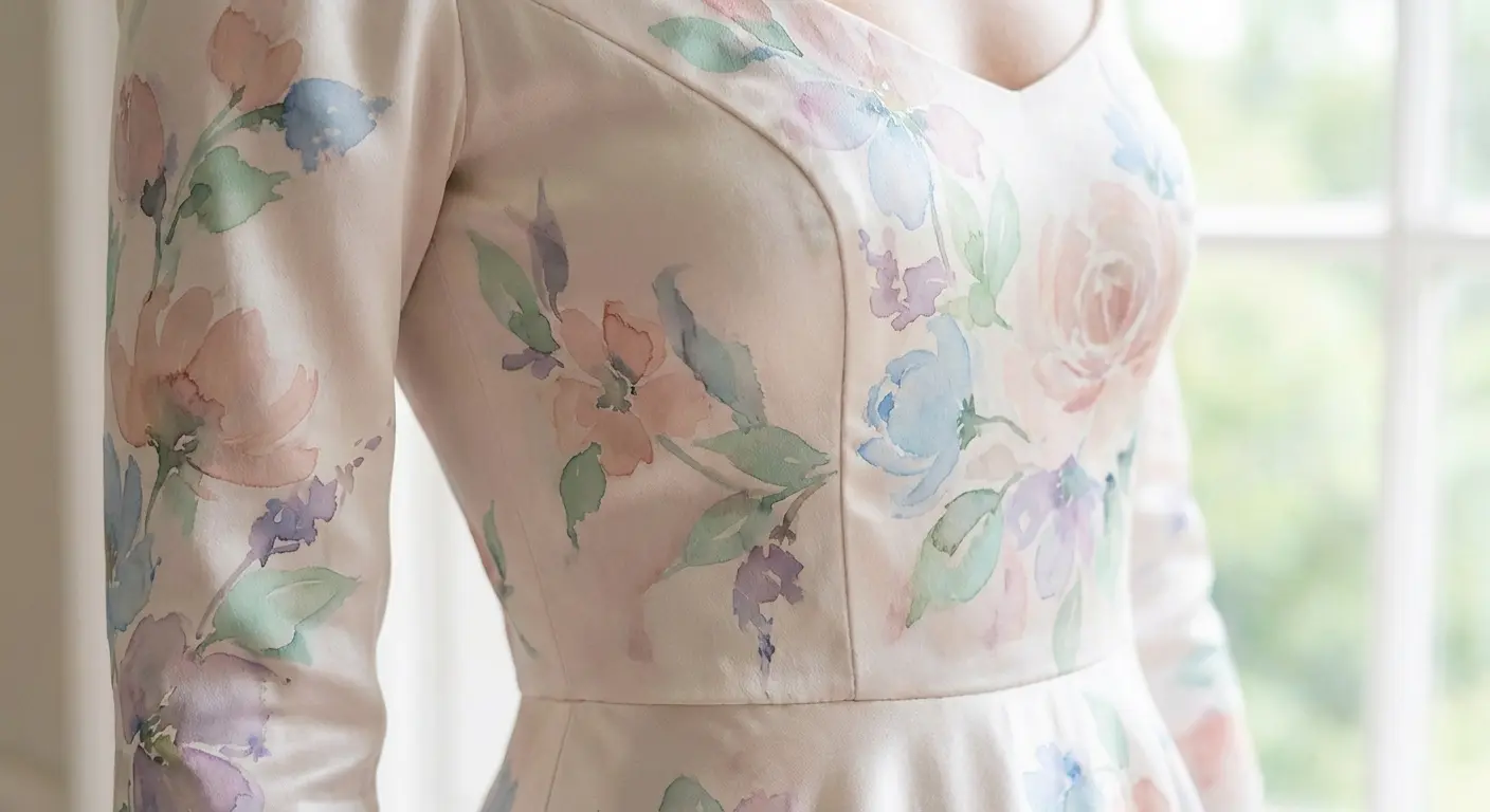 Hand painted floral wedding dress
