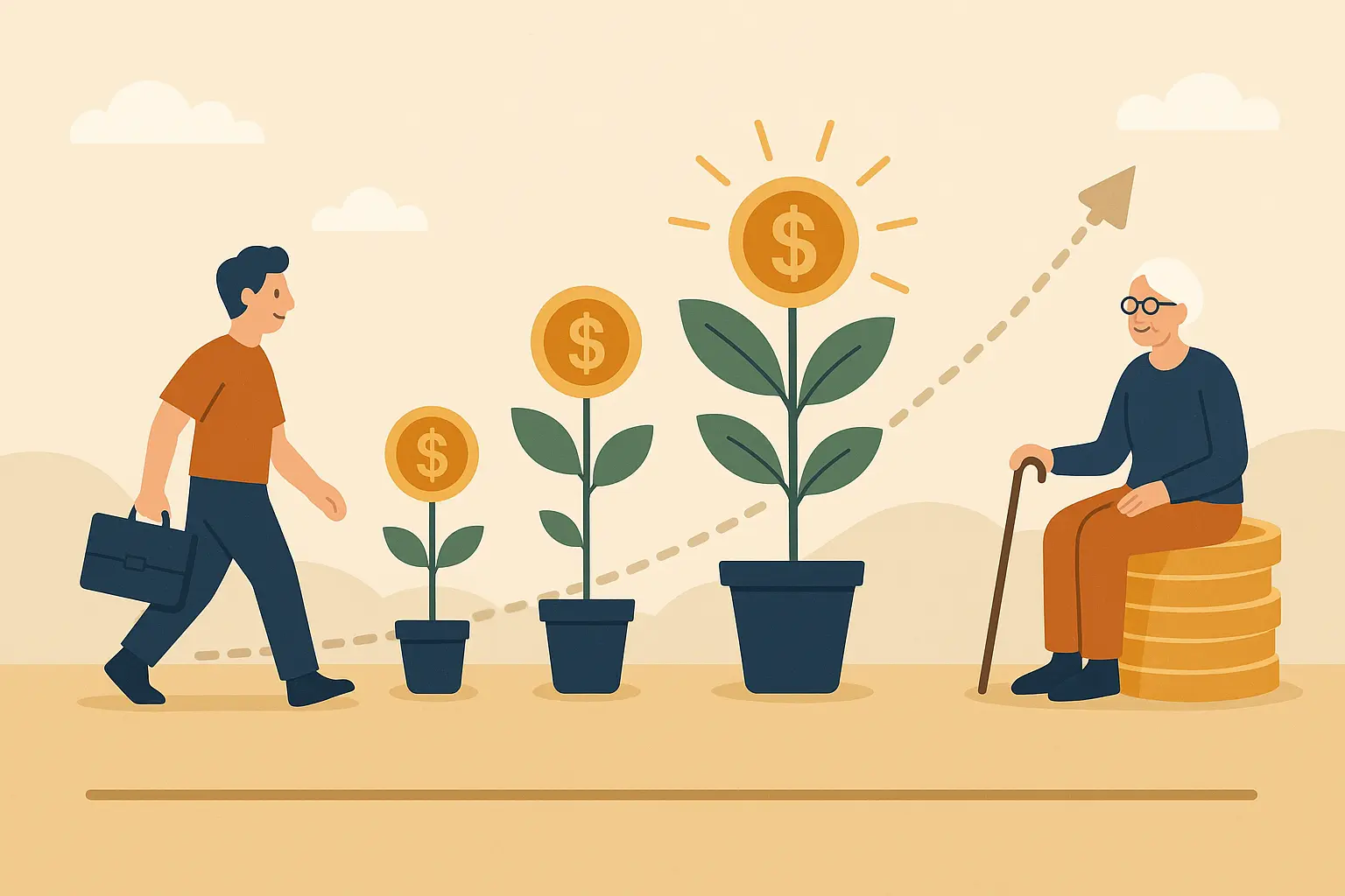 Retirement planning chart showing 401k contribution benefits