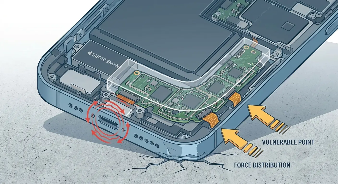 iPhone internal components after drop impact