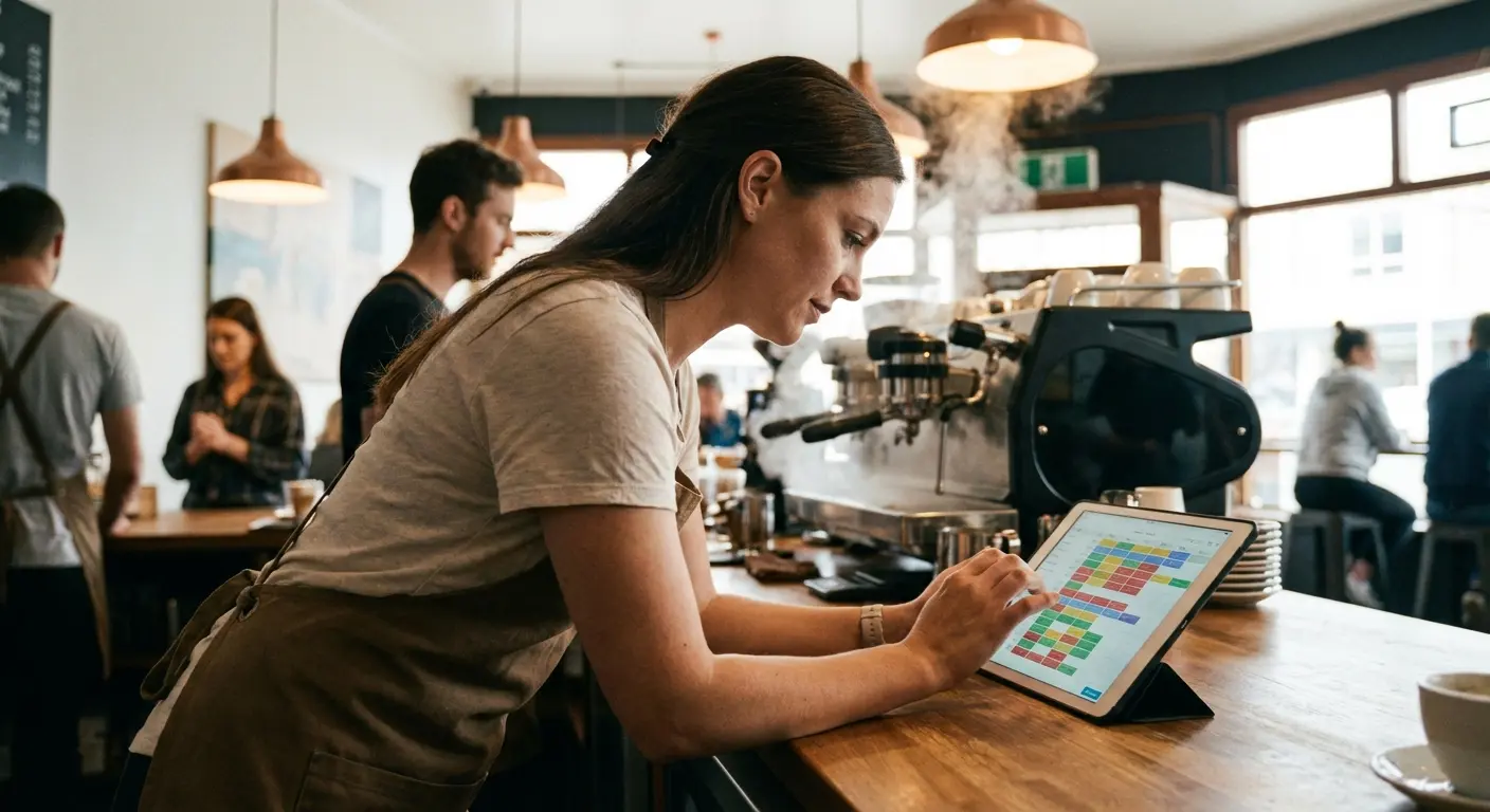 Employee shift rostering and management software interface