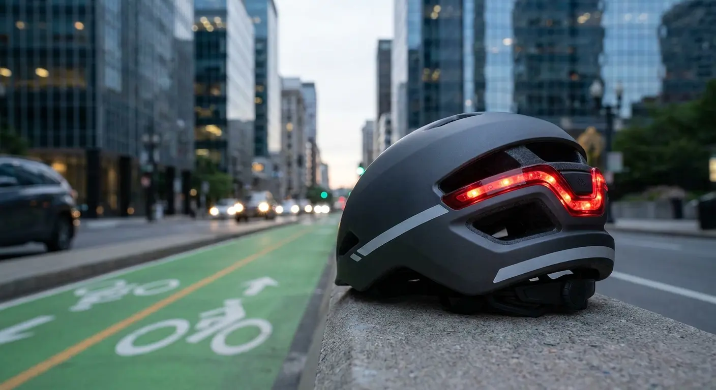 Electric bike helmet with integrated lights