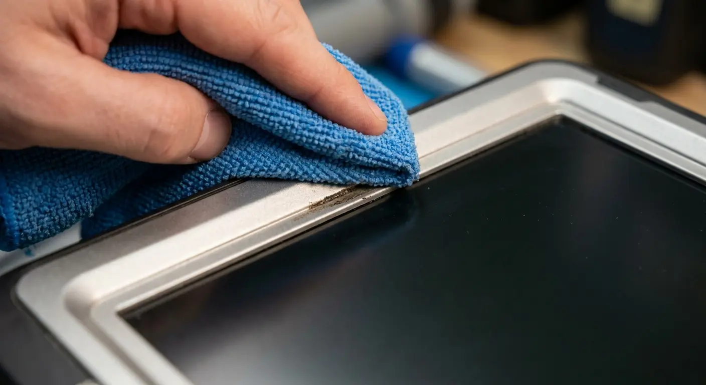 Raised bezel edge cleaning technique