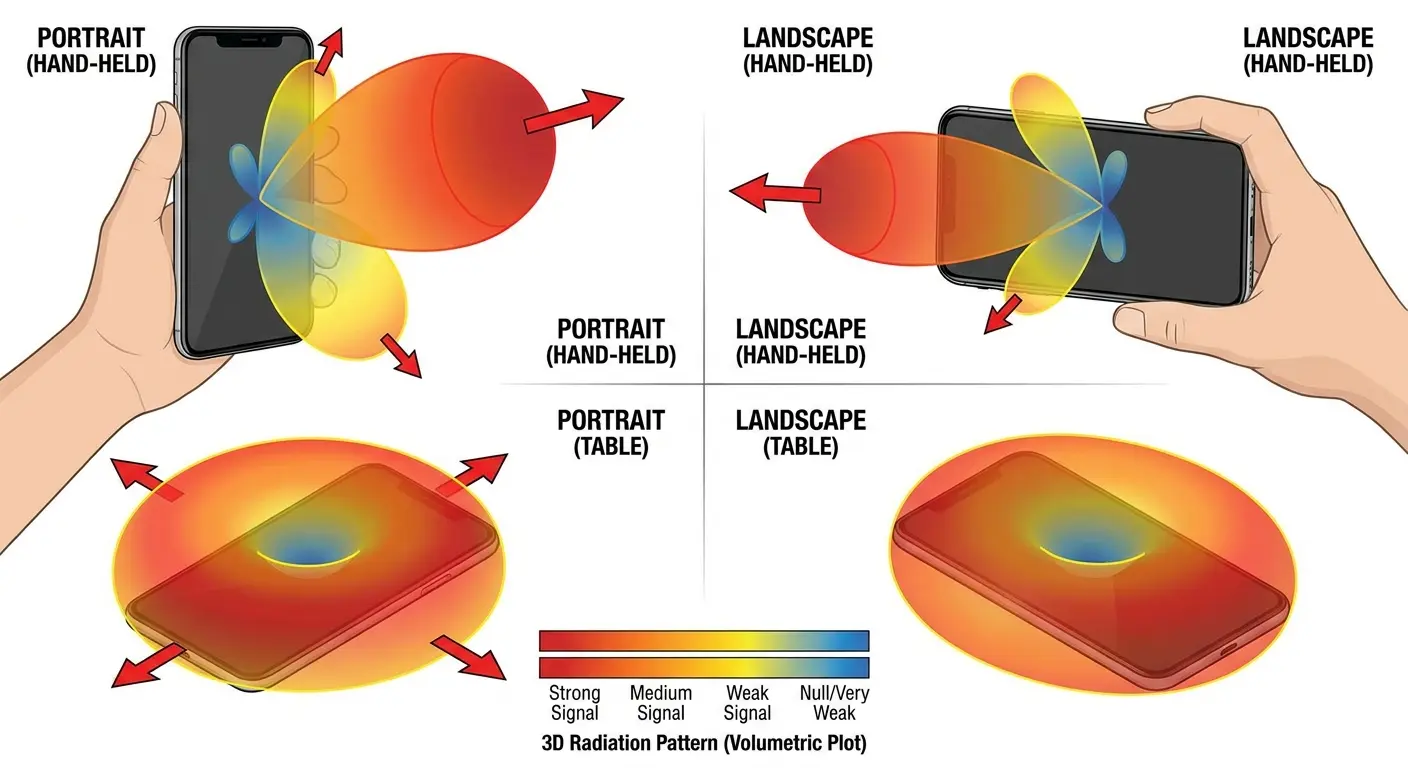 Phone antenna radiation pattern diagram