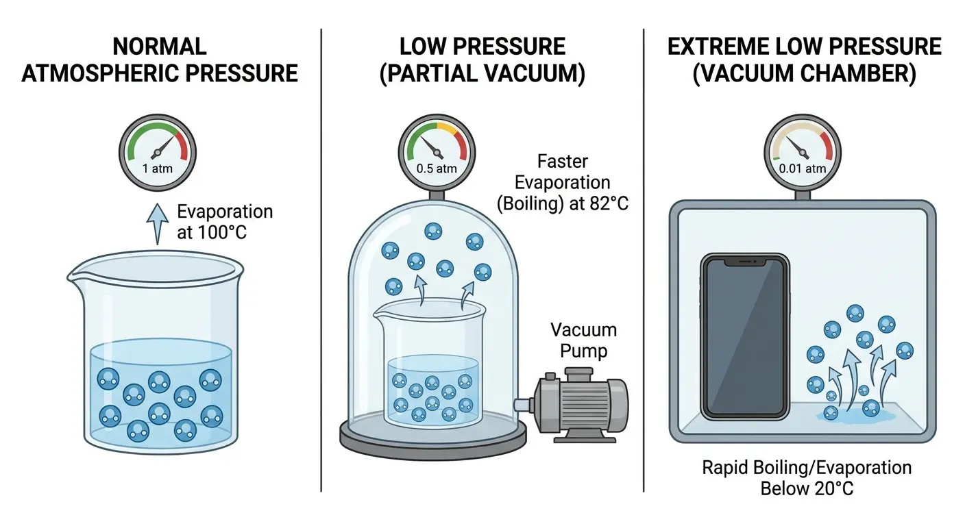 Vacuum chamber water extraction process