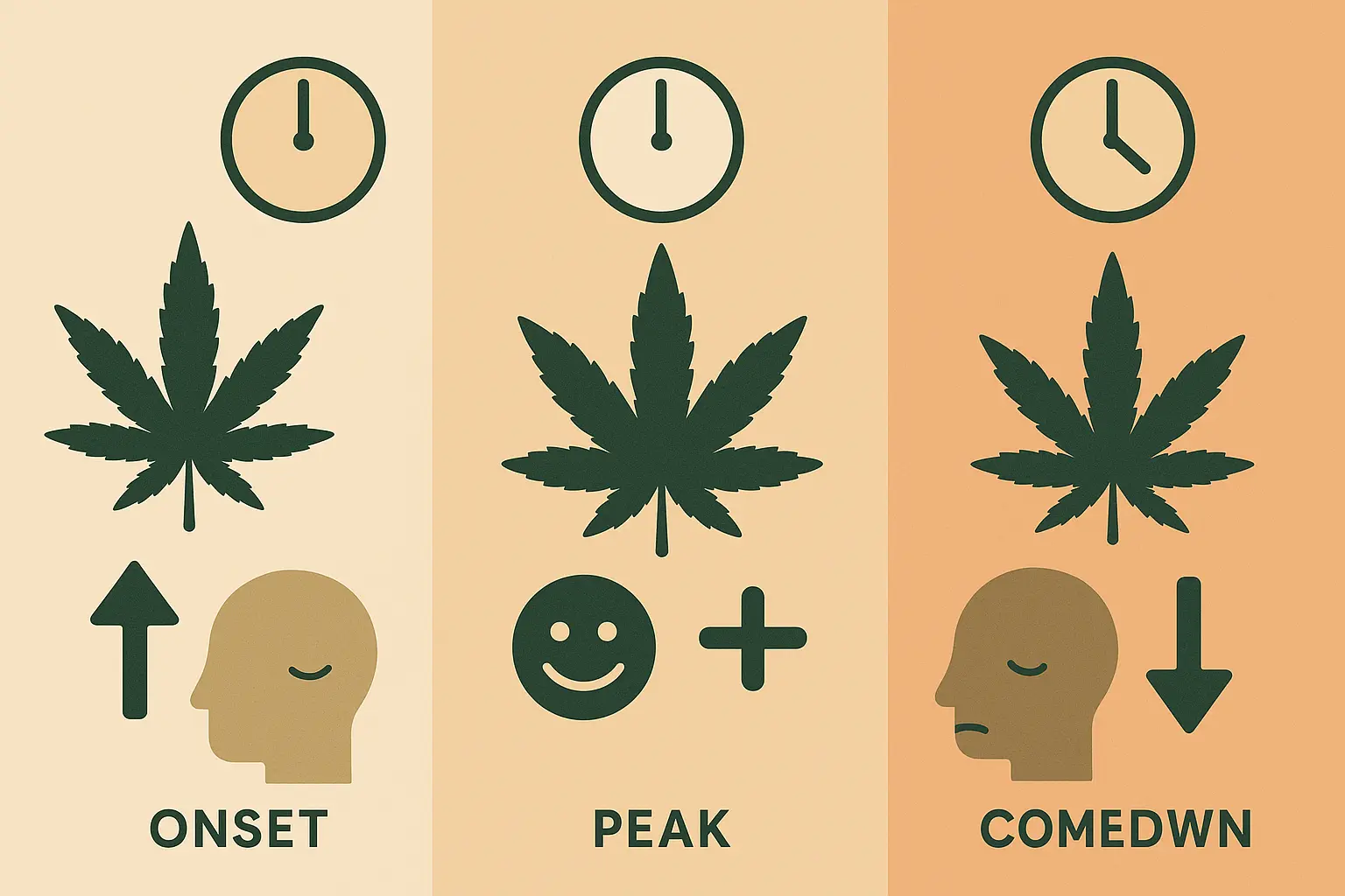 Timeline of Pineapple Express effects from consumption to peak