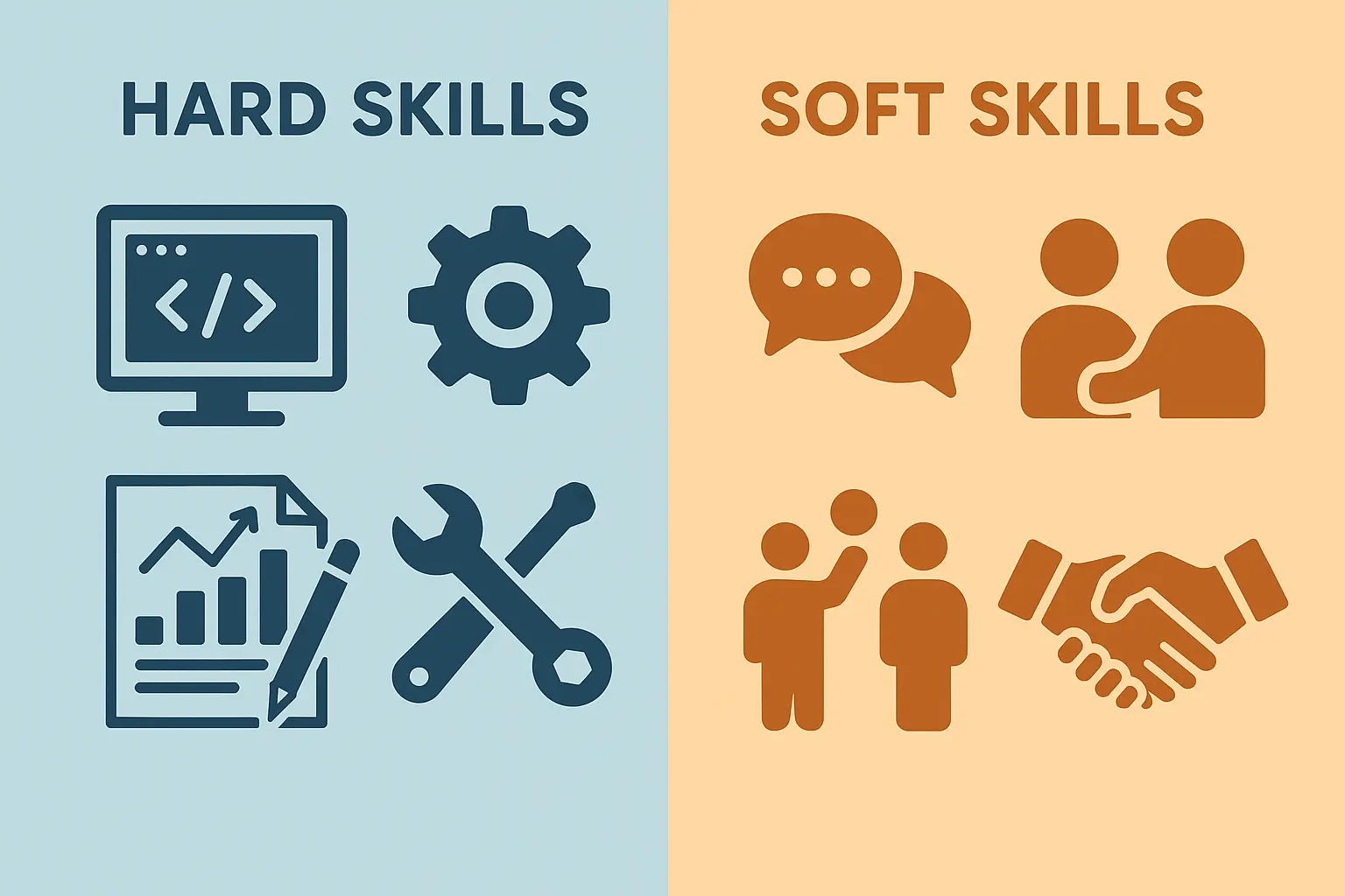 Comparison between hard and soft skills