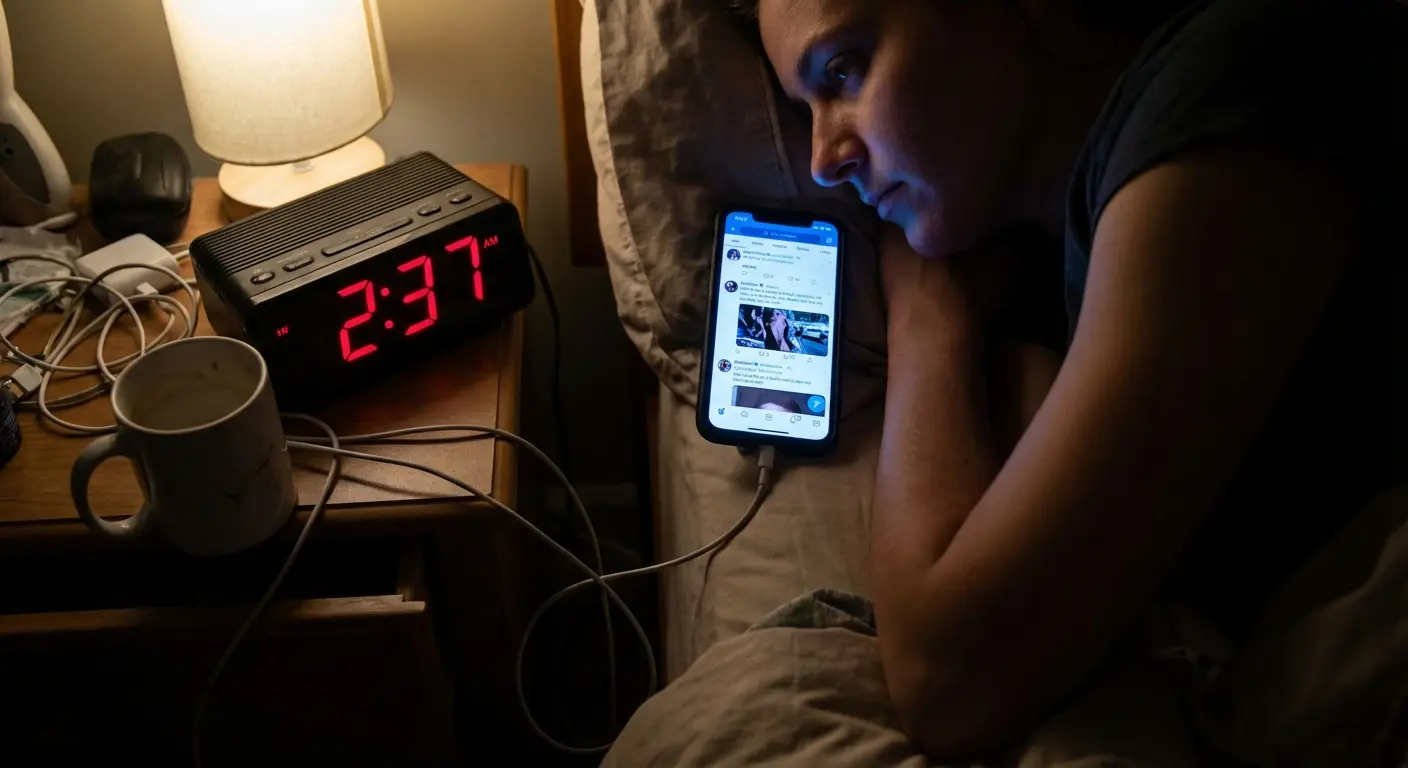 Person using phone late at night