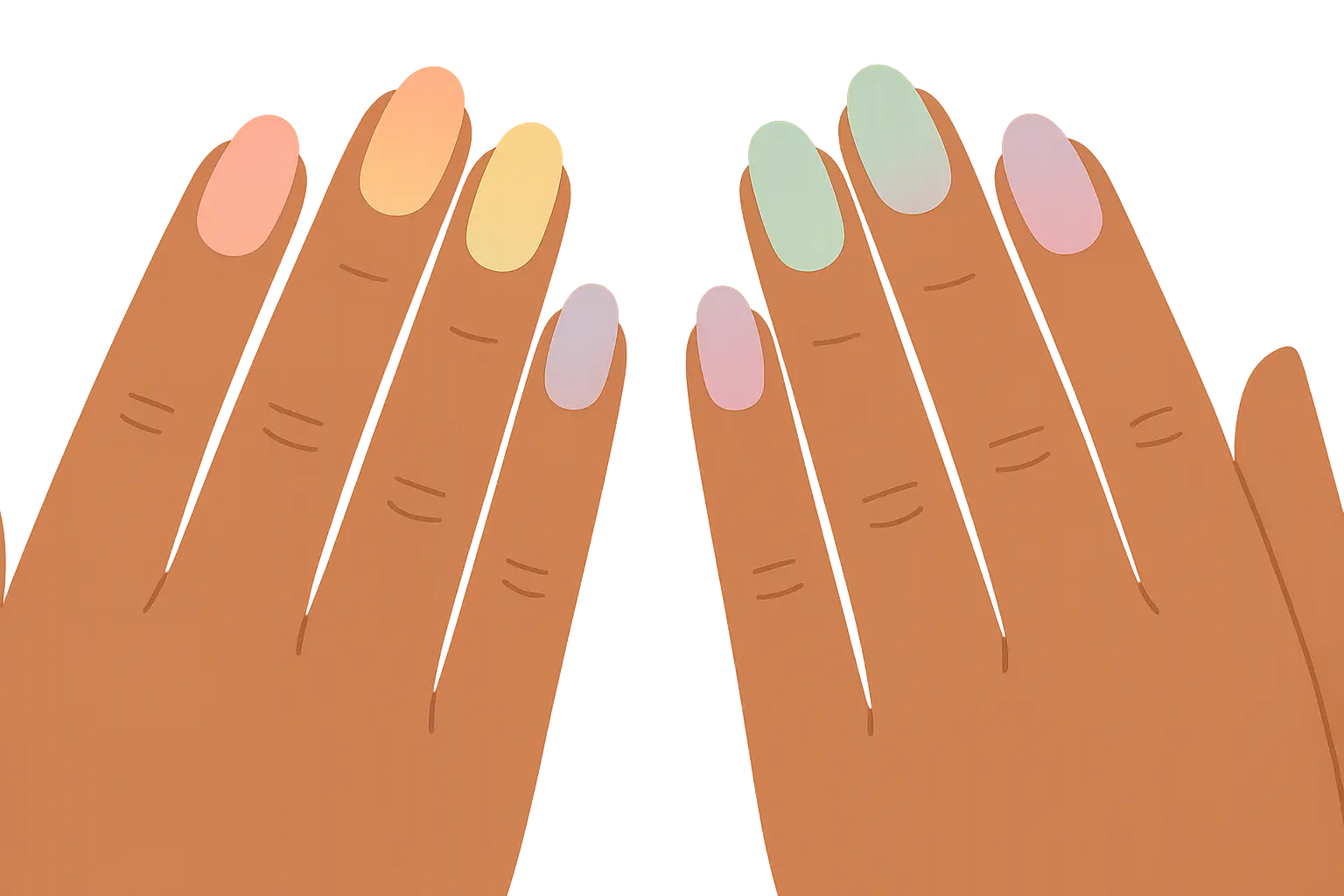 Pastel rainbow ombre nail design