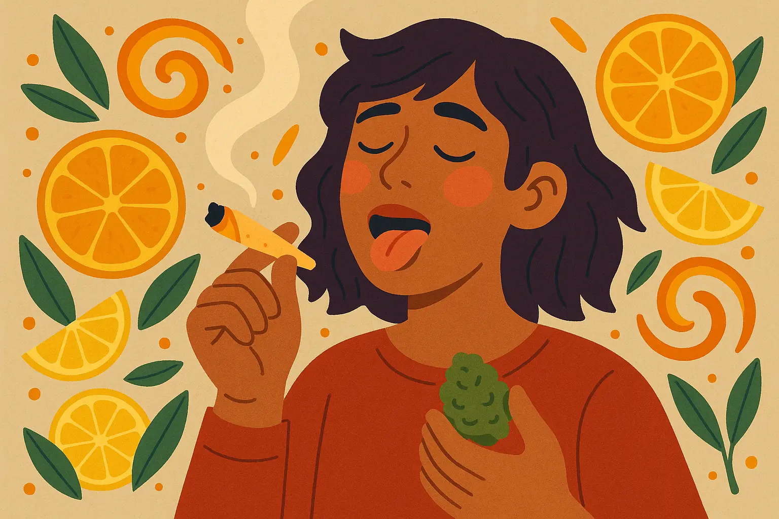 Person inhaling Tangie strain vapor