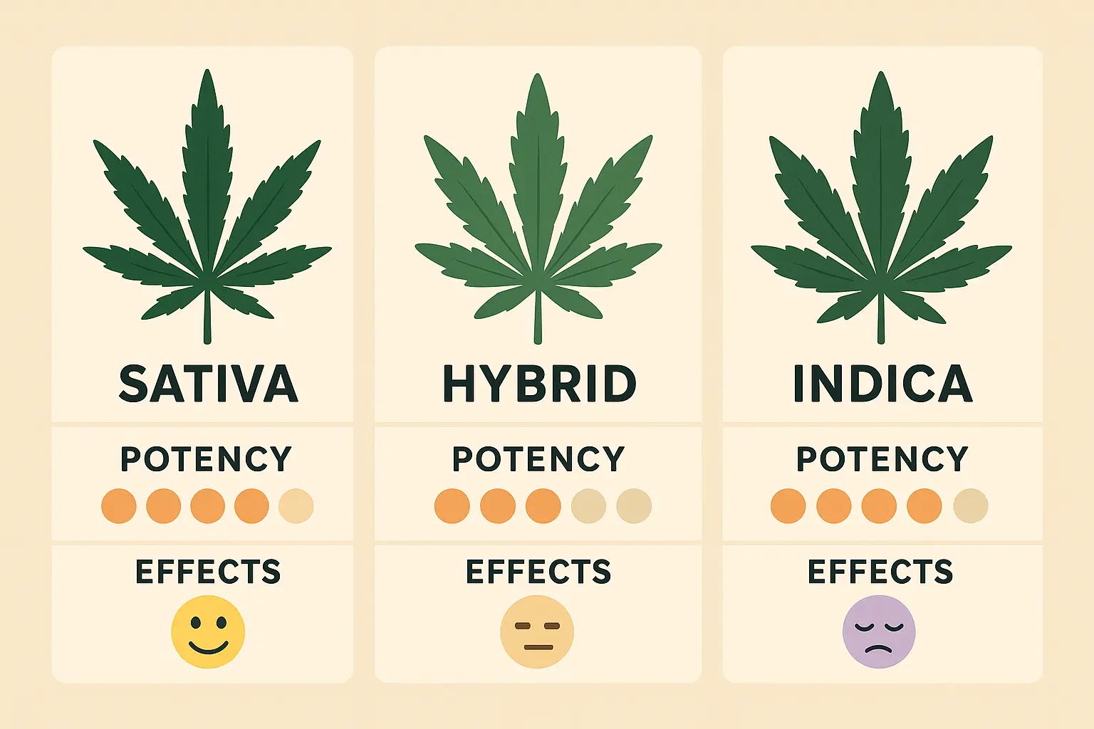 Comparison chart of sedating cannabis strains