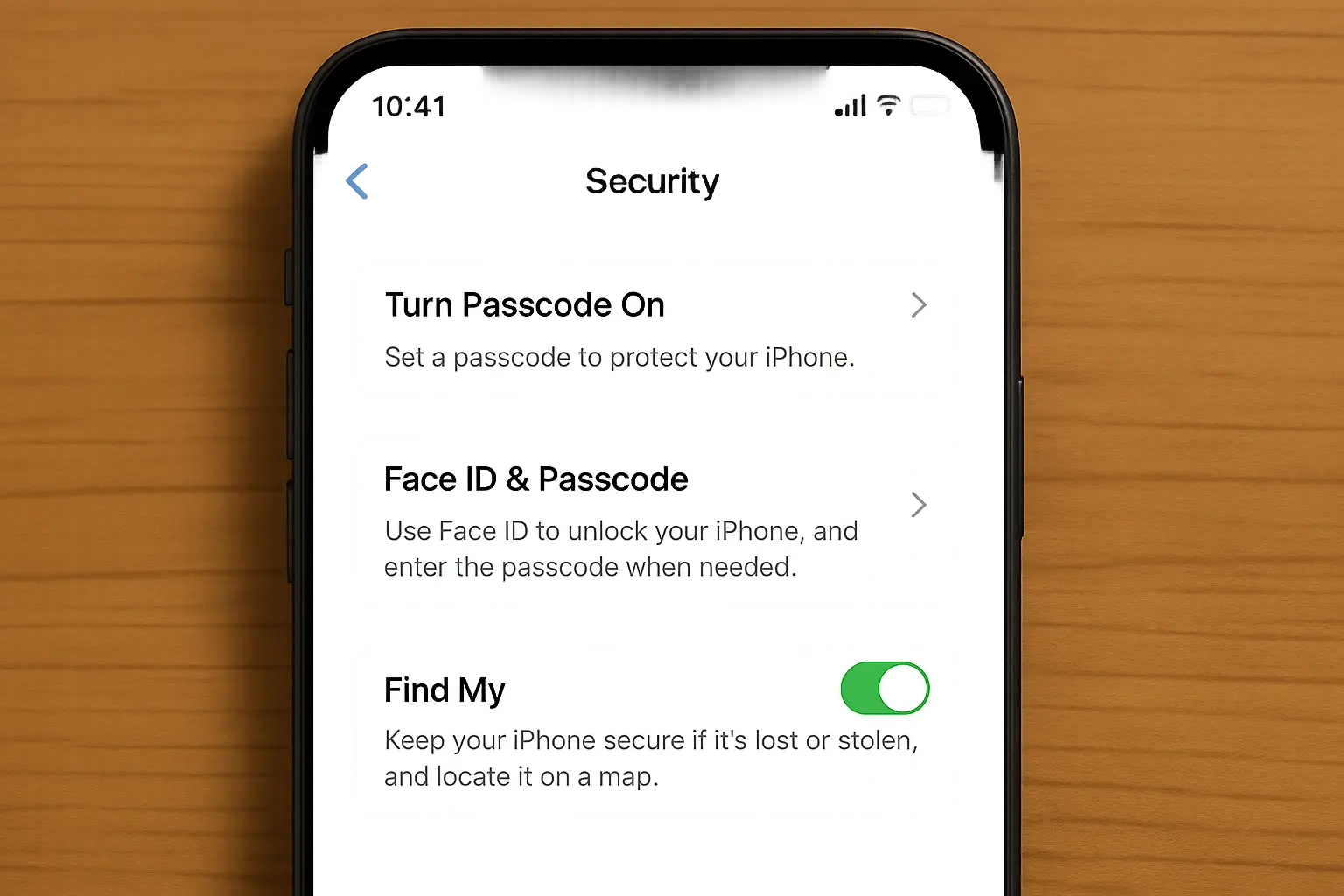 iPhone security setup configuration