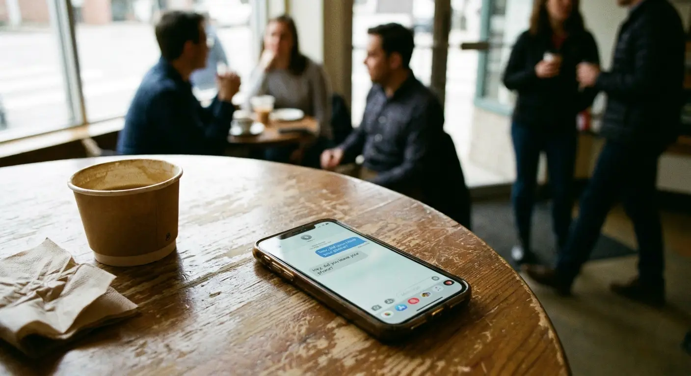 Phone left unattended on restaurant table