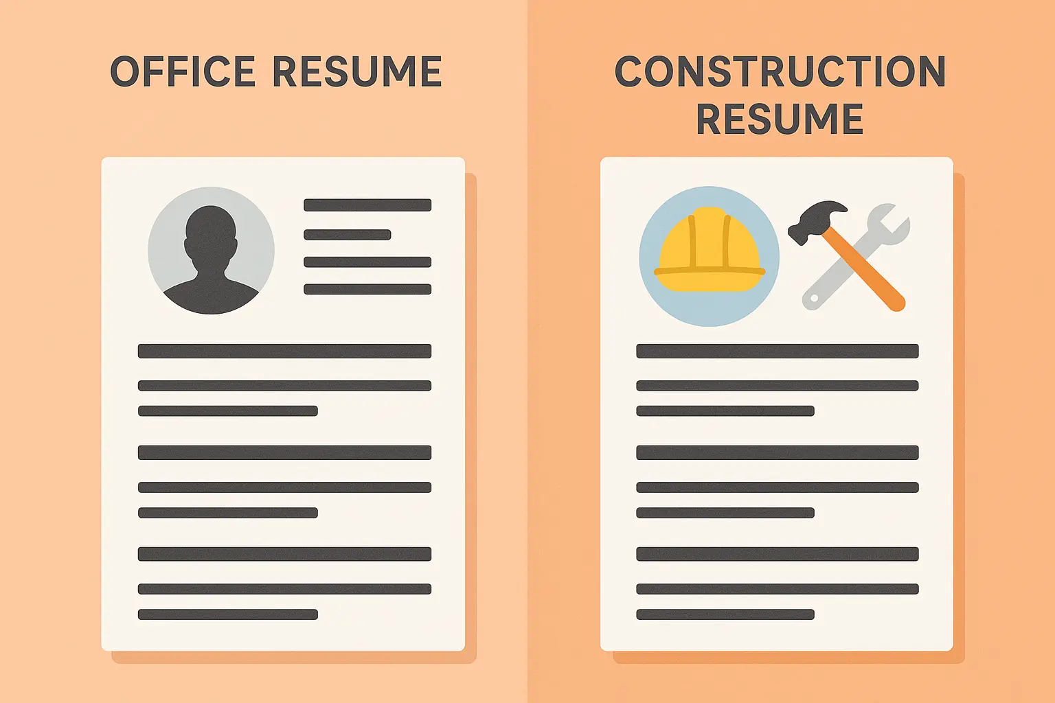 Construction resume formatting requirements comparison
