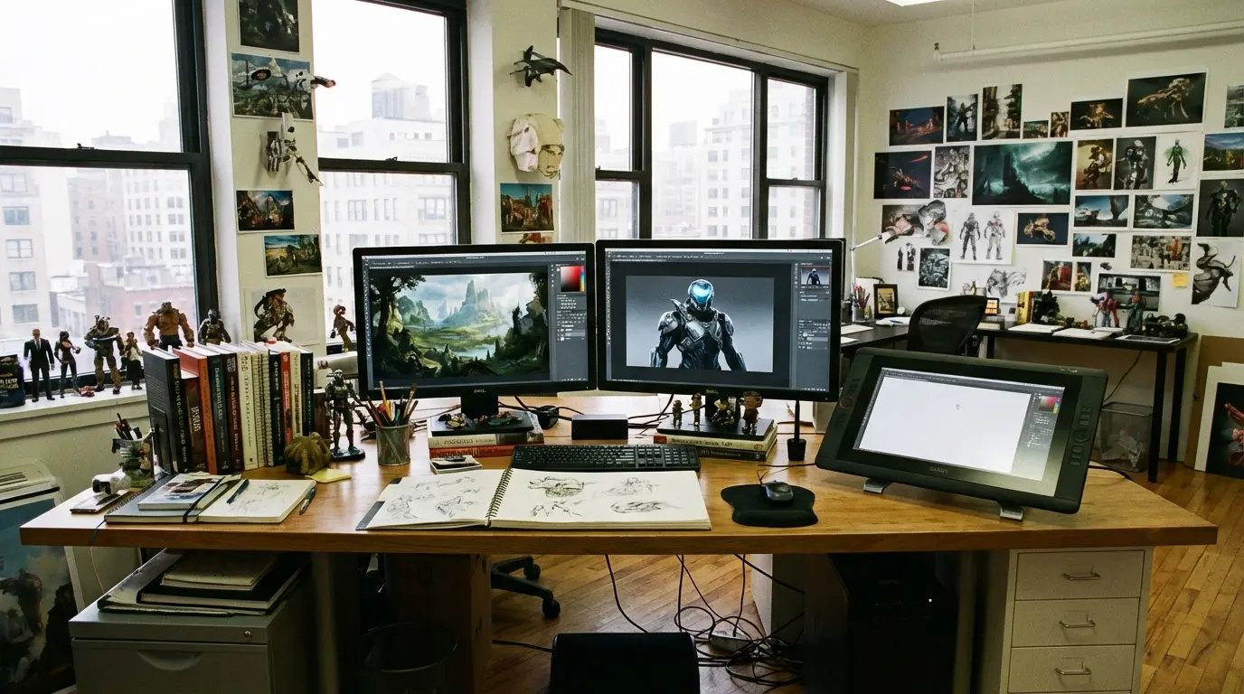 Adobe Photoshop interface for digital painting