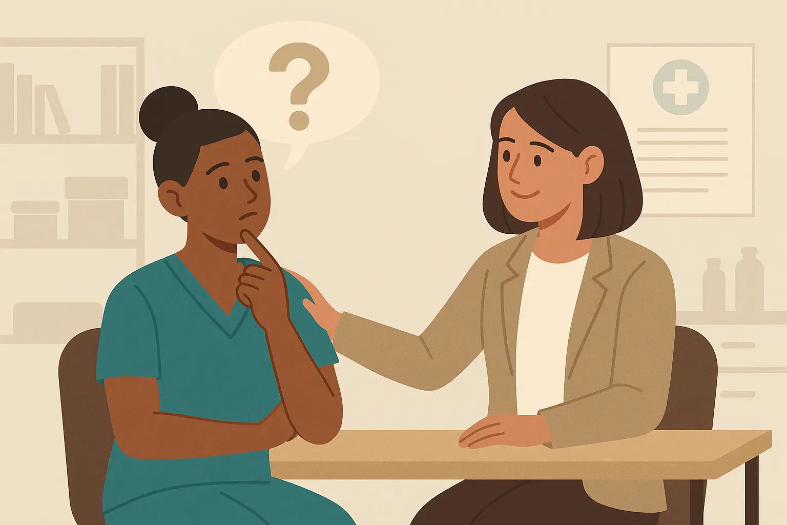 Nurse handling challenging interview moment