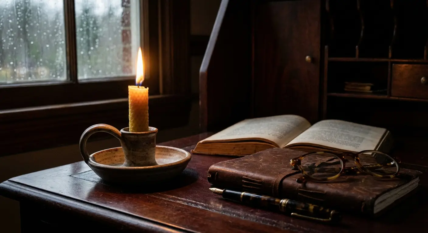 Man writing a eulogy at a desk