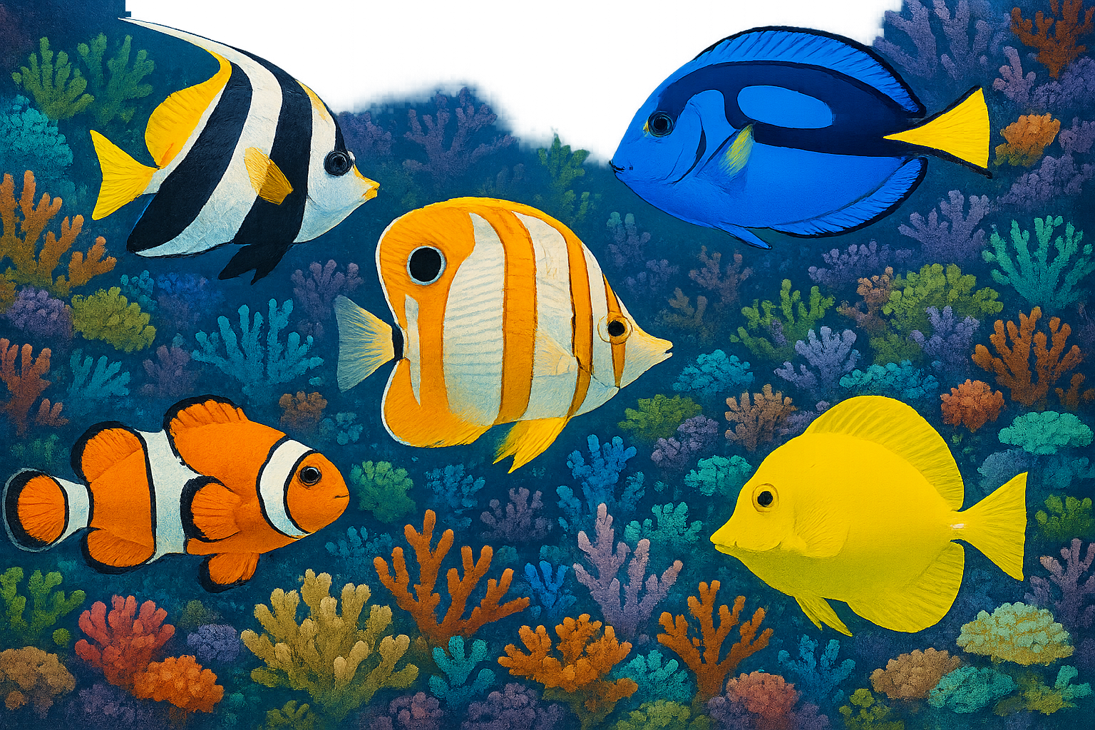 Interactive aquarium live wallpaper showing tropical fish swimming in 3D coral reef environment