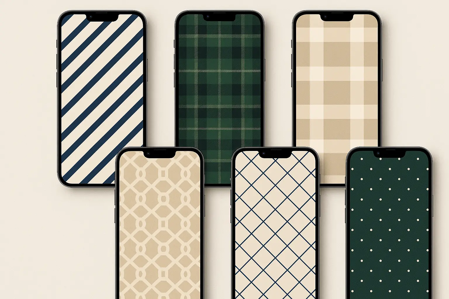 Elegant preppy wallpaper collection on smartphone screens