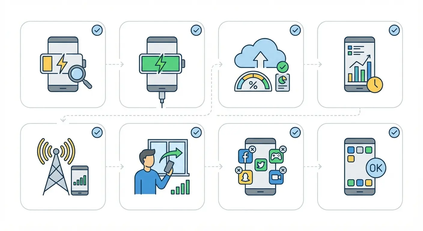 Checklist with phone and laptop