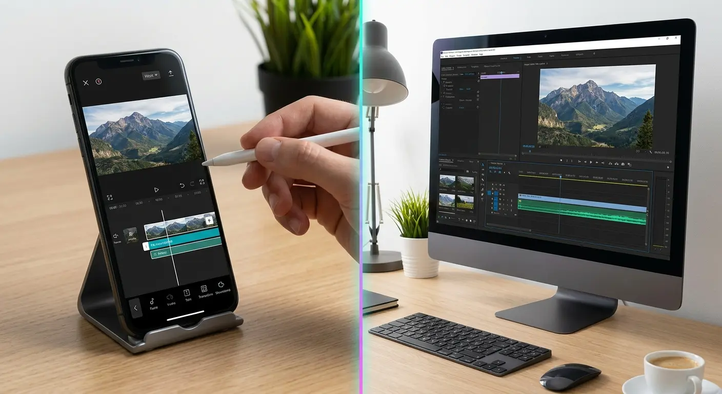 Hybrid editing workflow between mobile and desktop